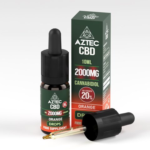 Aztec  C B D  Drops  Label 2000 M G  O R A N G E